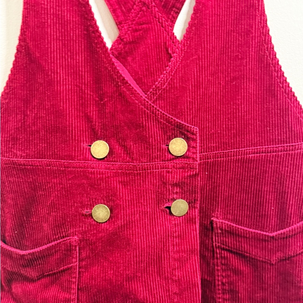 Free People Women's Maroon Corduroy Jumper Dress Size 8 - Picture 2 of 10